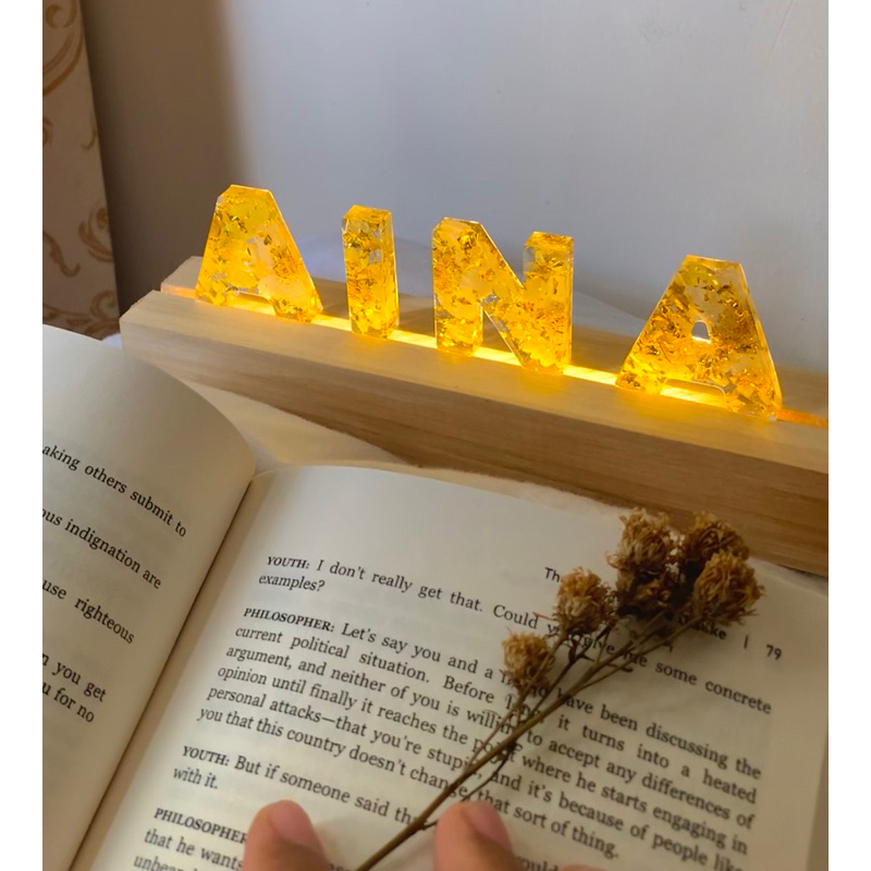 Lampu Nama Resin/ lampu tidur/ lampu estetik/ kado estetik
