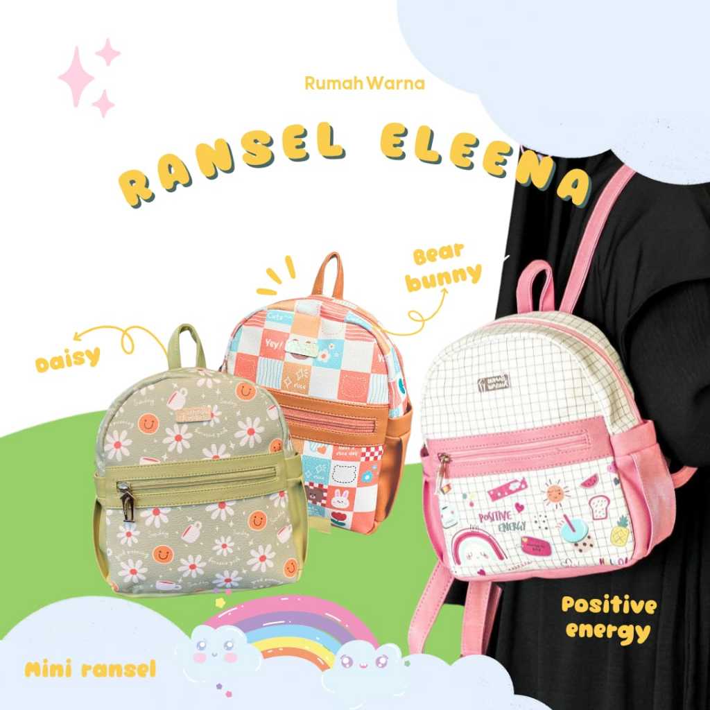 RUMAH WARNA Tas Ransel Mini Anak Tas Ransel Motif Anak Tas Anak Perempuan Eleena Bahan Kuat Motif
