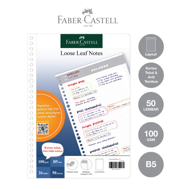 

Loose Leaf B5 Faber Castell Note B 175502 Bisa Save di Aplikasi isi 50 lbr Kertas Tebal Tinta Tidak Tembus