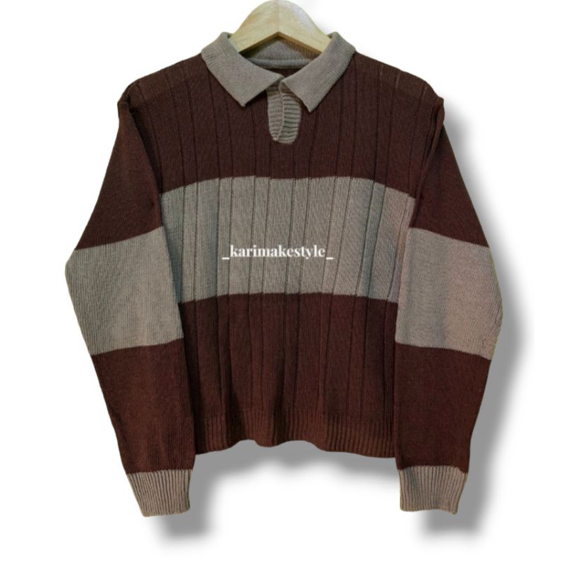 Sweater Rajut V-Neck Alena | Blouse Sweater Crop Atasan Wanita Rajut Aesthetic