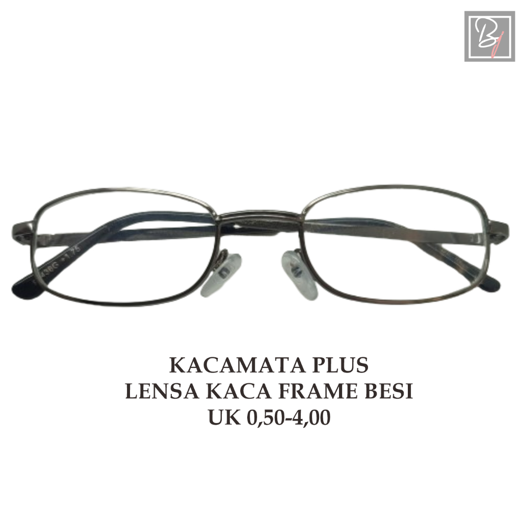 Kacamata Plus Baca Rabun Dekat Pria/Wanita | Varian Lensa Kaca| Frame Bahan Besi