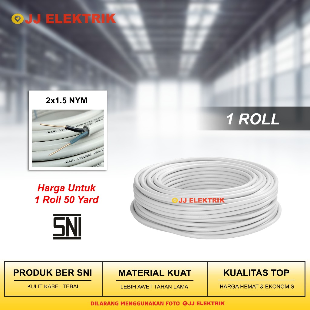 Kabel Listrik 2x1.5 NYM 1 Roll SNI