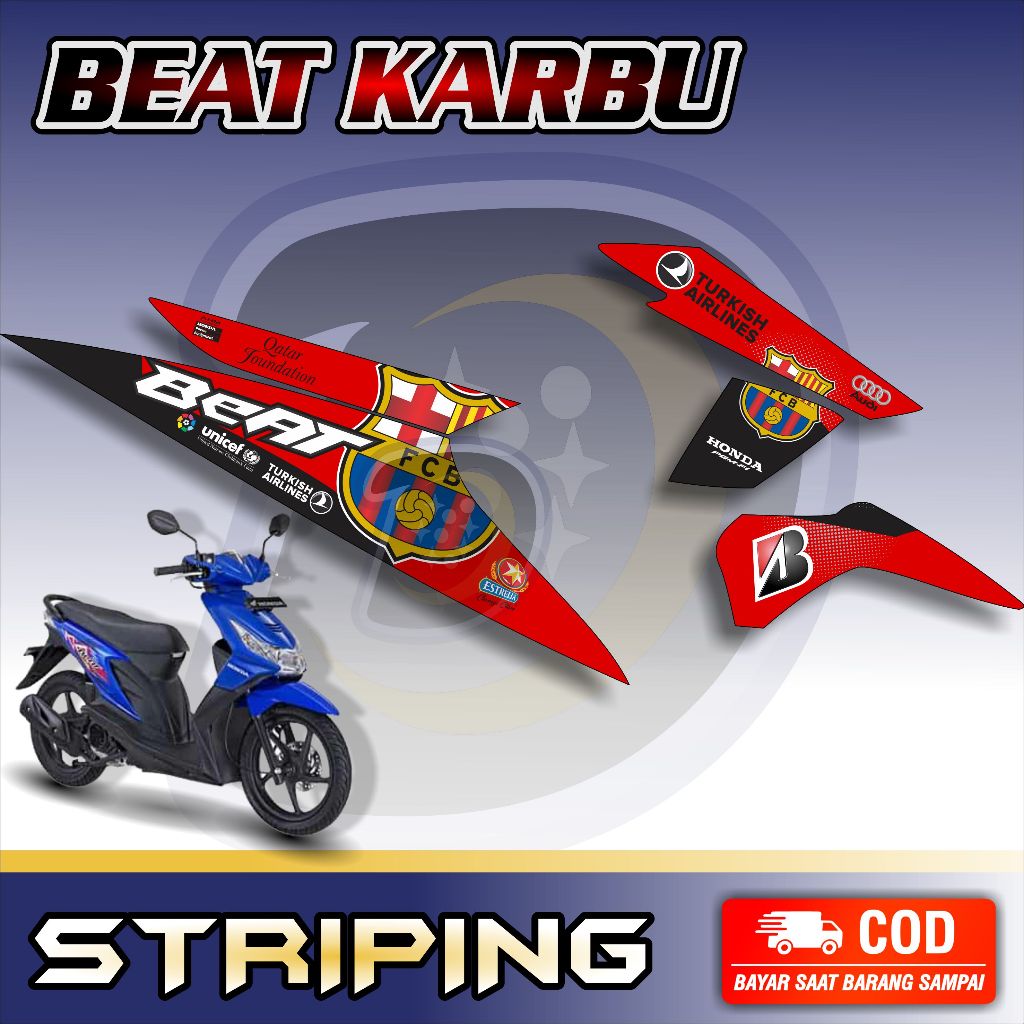 Striping Lis Honda Beat Karbu Stiker Motor Beat Karbu Barca