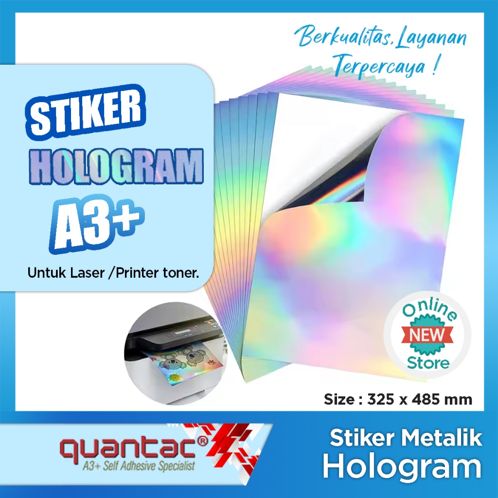 

Stiker Hologram / Rainbow A3+ / QUANTAC ( 32,5 X 48,5 CM) Bahan POLOS