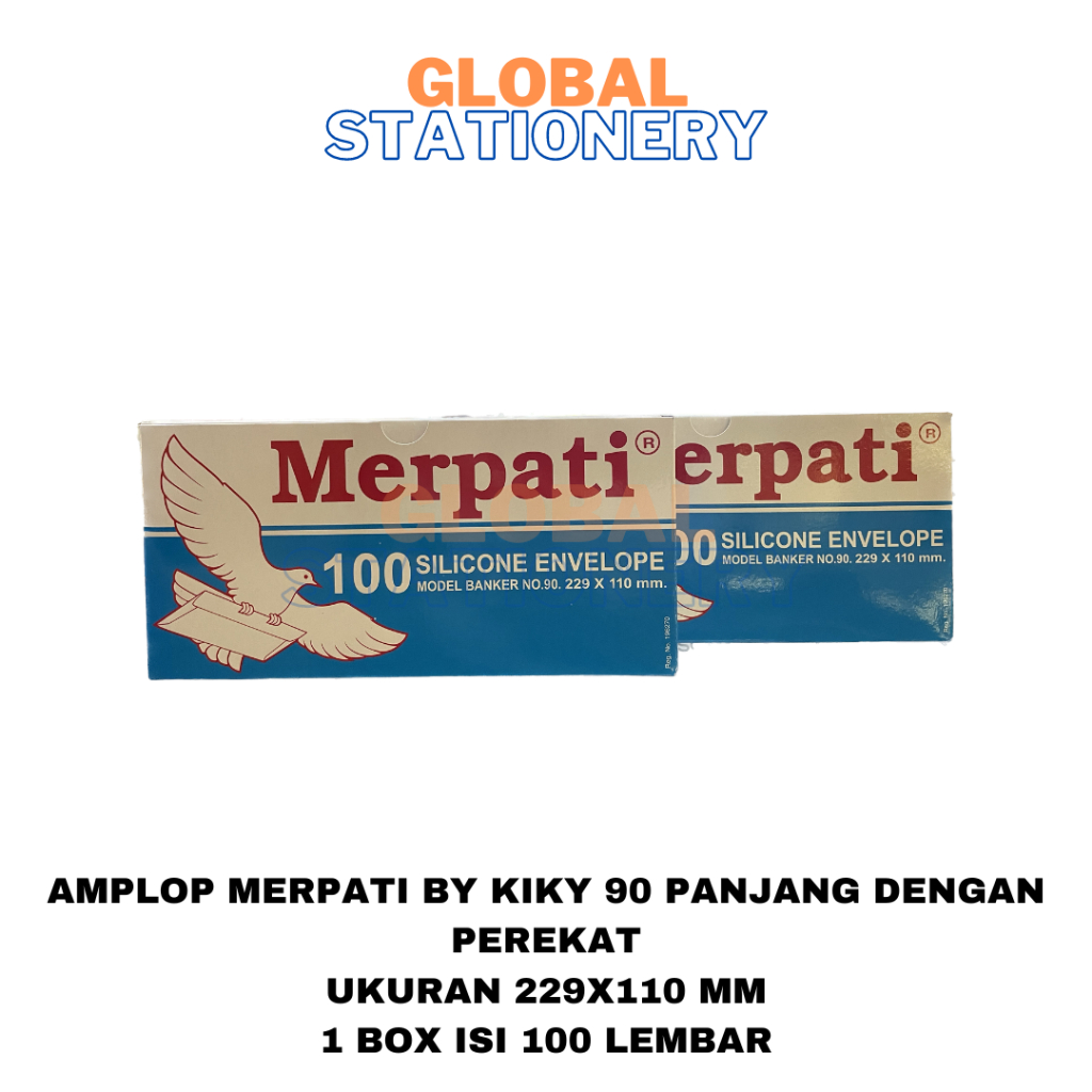 

Amplop MERPATI KIKY Putih No.90 No 90 Panjang 229 X 110 mm dengan Perekat Lem isi 100 POLOS