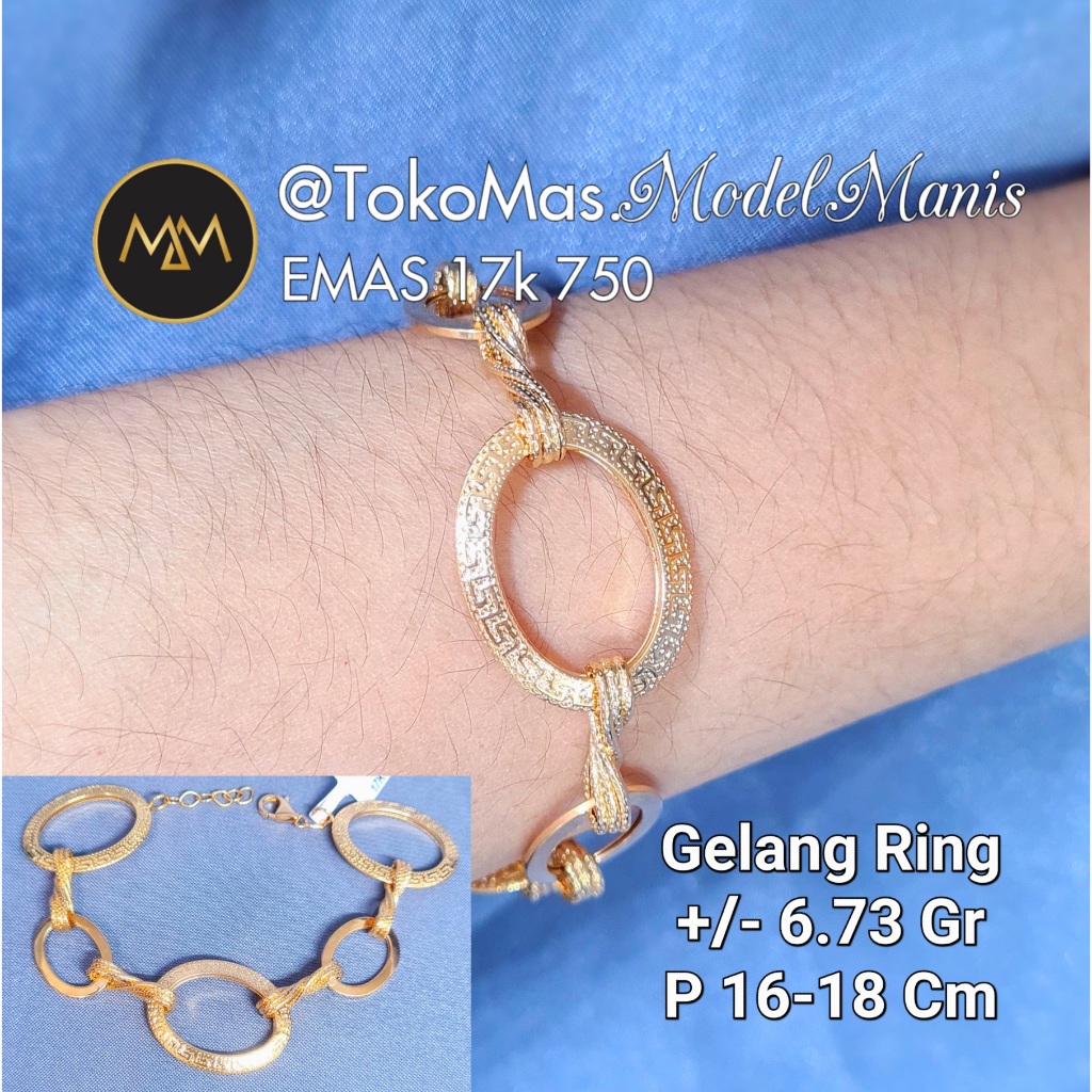 Gelang oval Amero Rope emas 750 kadar 17k