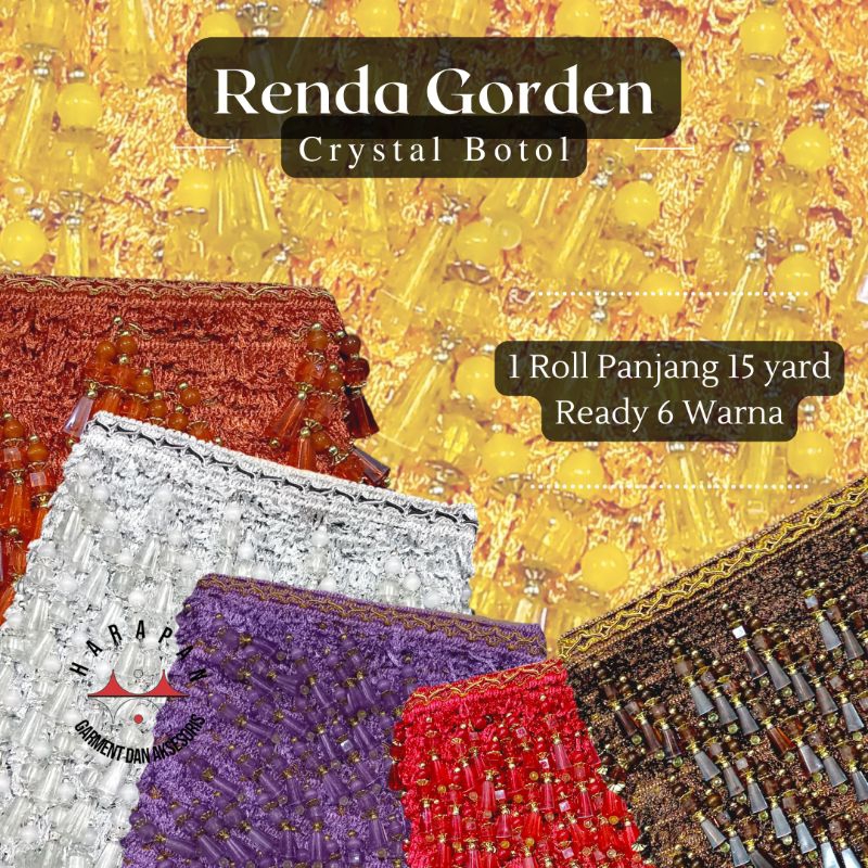 Renda Gorden Botol ROL Renda Poni Rumbai Rombe Hiasan Gorden