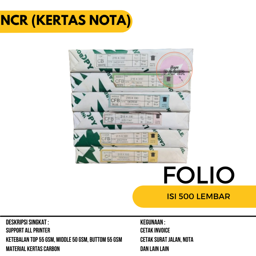 

Kertas NCR F4 1 rim 500 lembar kertas ncr 1 rim f4 kertas nota ncr