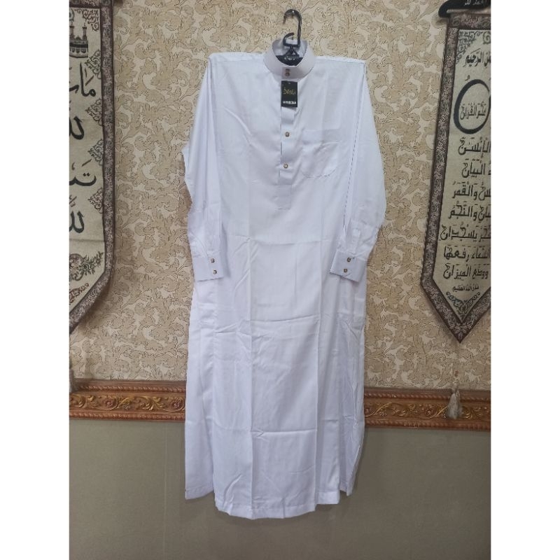 Gamis Pria Bahan Silk Sutra Premium Putih Polos Panjang