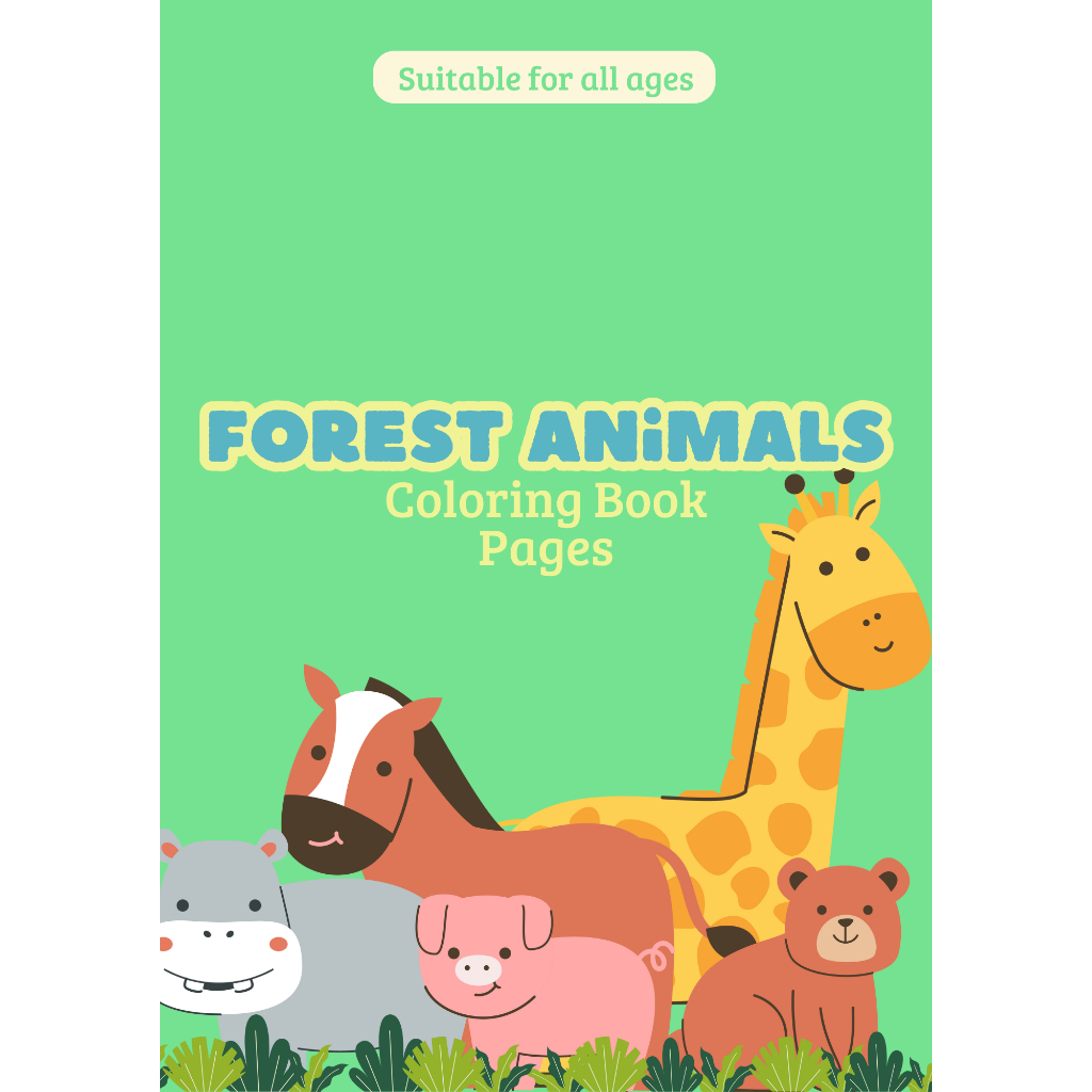 

20 lembar mewarnai binatang hutan PDF - Animal Coloring Book