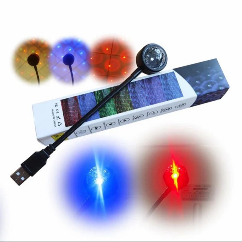 Lampu Proyektor Led USB Bintang Plafon Mobil / Kamar 9 Mode RGB