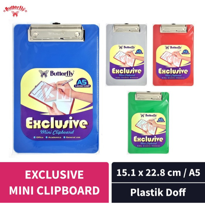 

CLIPBOARD (PAPAN UJIAN) UKURAN A5 : BUTTERFLY