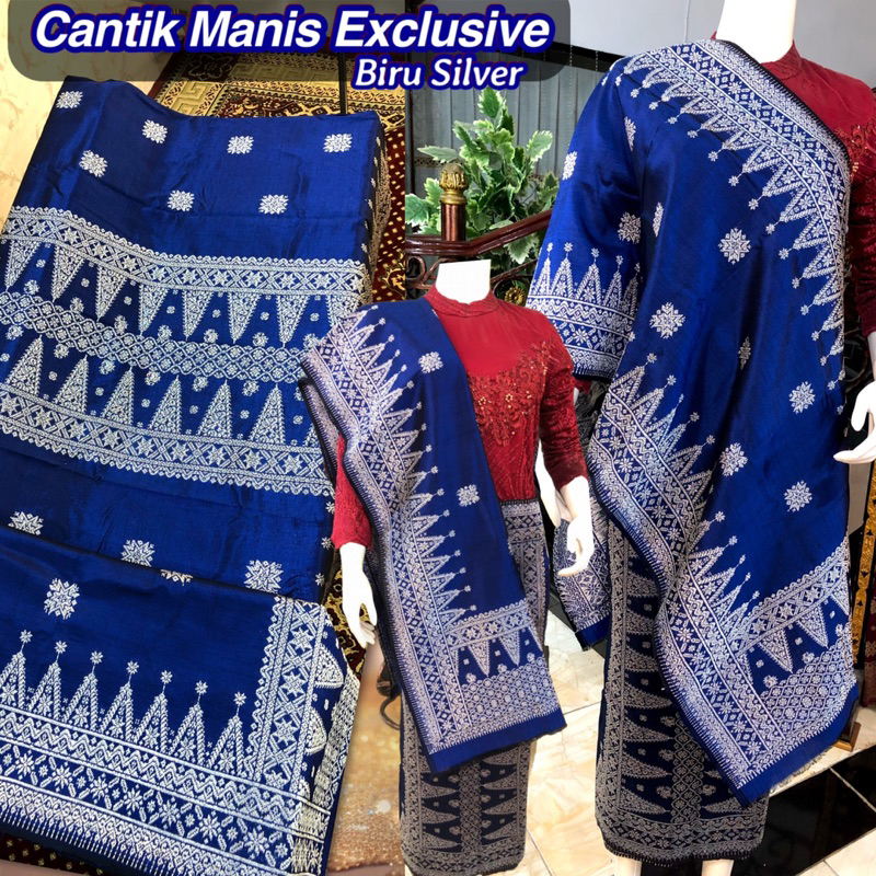 Songket Cantik Manis Exclusive Biru Silver / Songket tenun asli palembang / ilham songket palembang