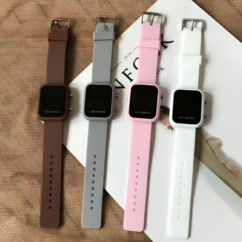 Jam Tangan Digital LED Jam Tangan Fashion Pria Wanita Jam Tangan Karet