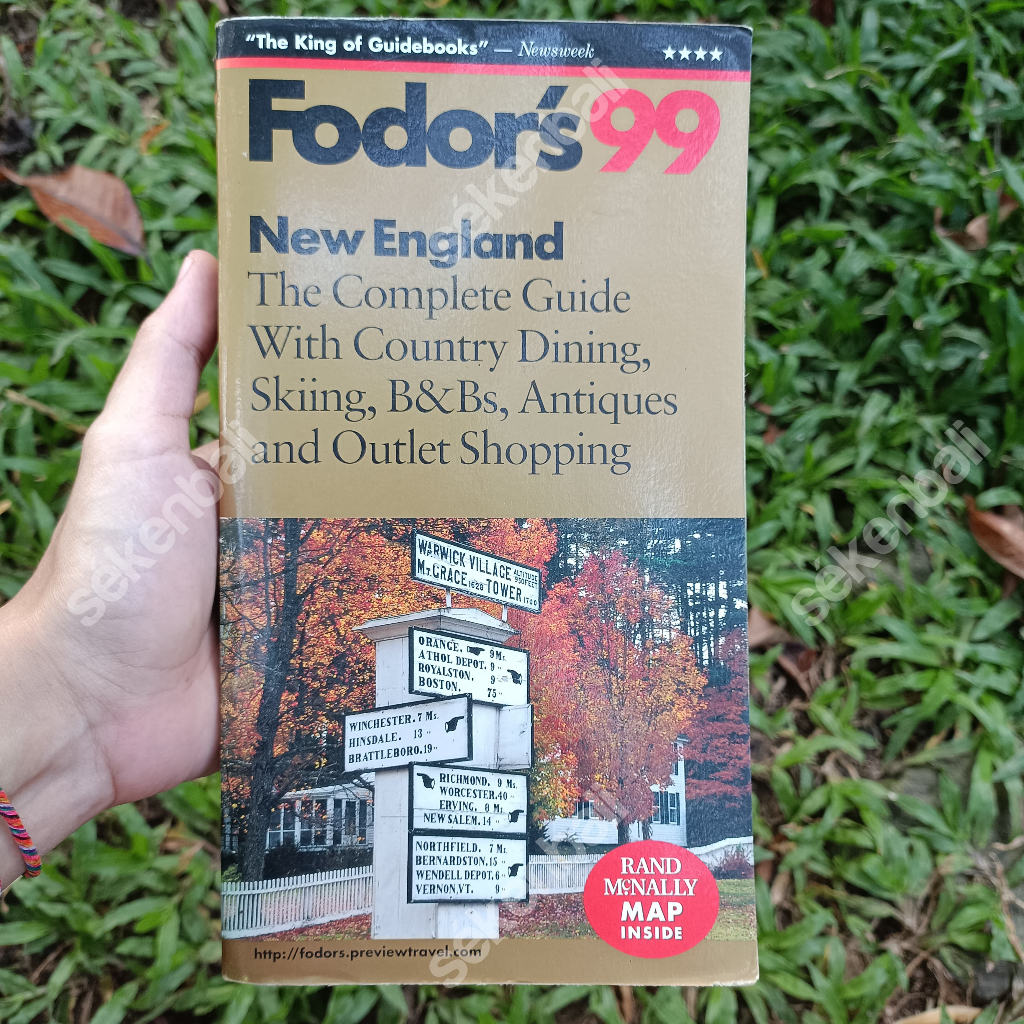 Buku Travel Guide Fodor's 99: New England (1998) Vintage Guidebook + Map