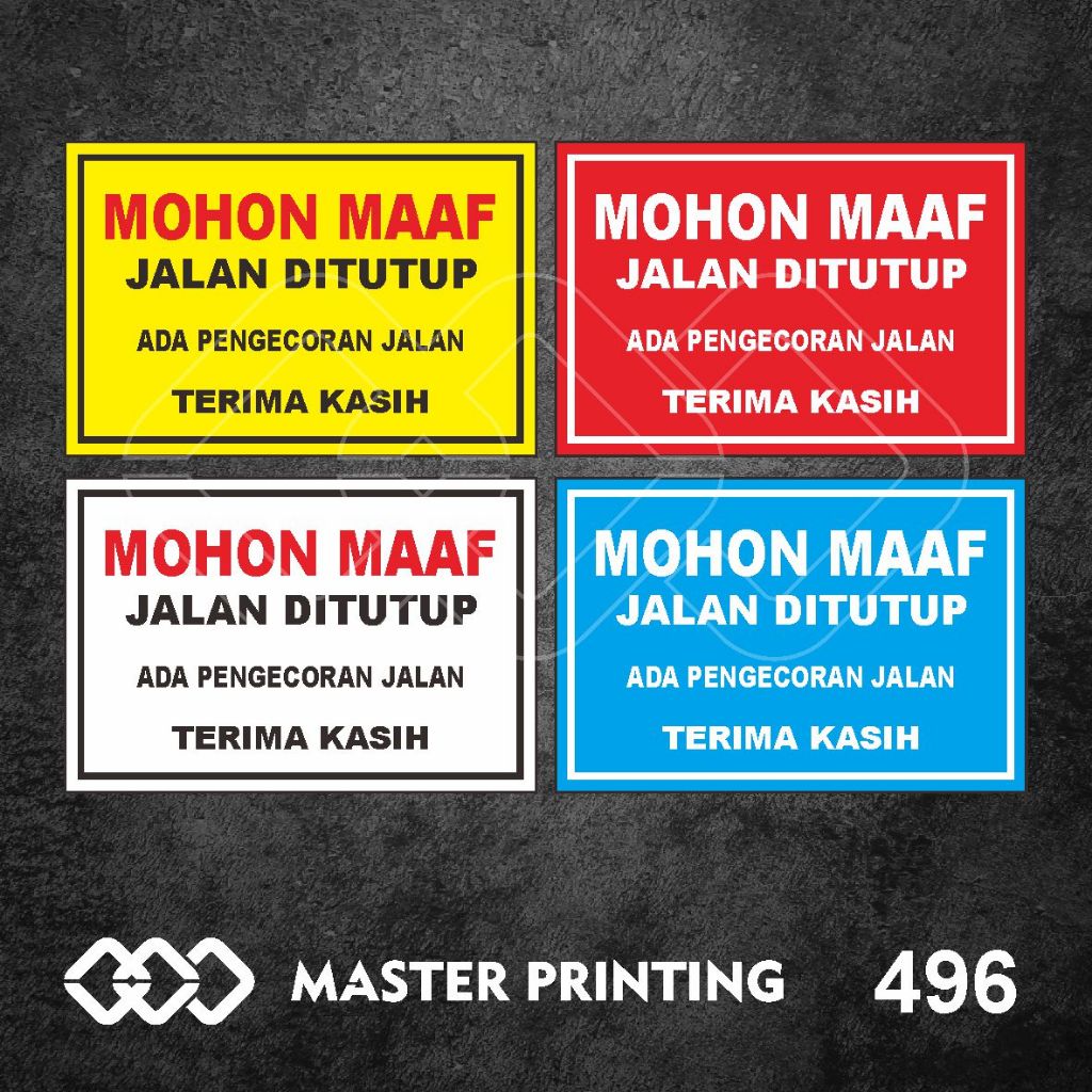 

496 - Stiker Maaf Jalan Ditutup, Ada Pengecoran Jalan, Sticker Vinyl, Tahan Air, Murah, Bisa Custom