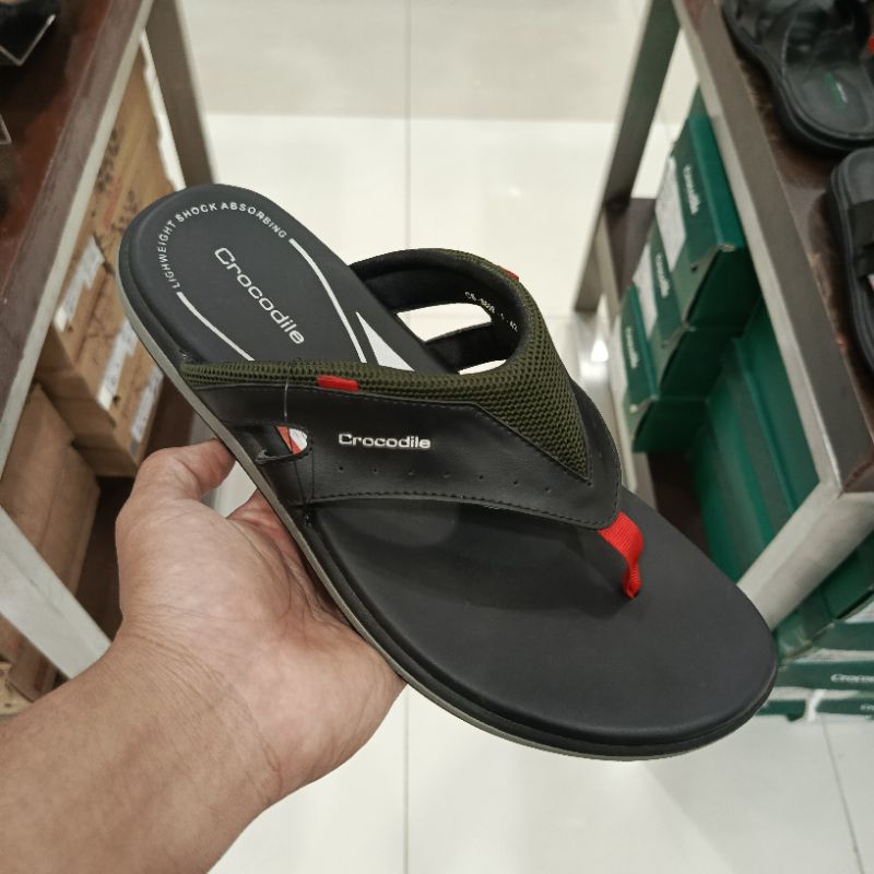 SANDAL KULIT CROCODILE PRIA SANDAL SLIDE FLAT SLIP ON ORIGINAL || SANDAL FLAT PRIA TALI JEPIT & TALI