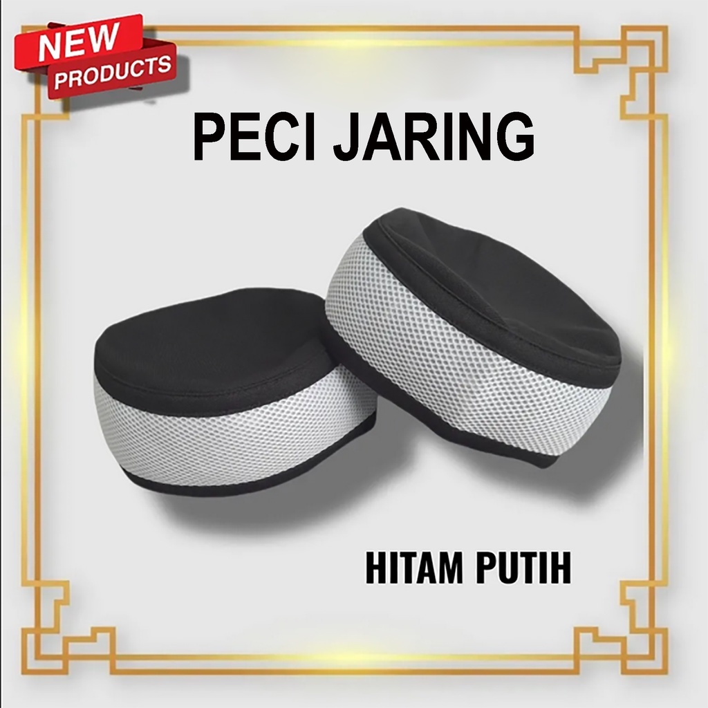 KOPIAH PECI WAFER JARING MESS HITAM PUTIH KOPIAH HAJI