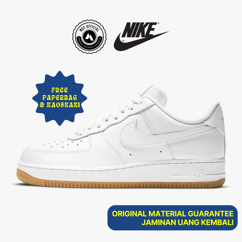 Sepatu Sneakers Nike Air Force 1 '07 White Black Gum Original 100% BNIB