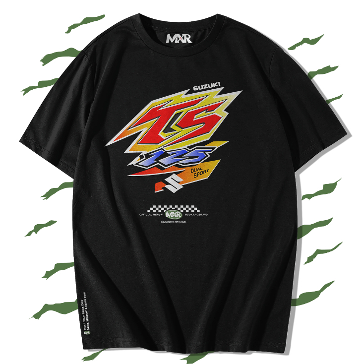 Kaos Suzuki TS 125 Hitam Enduro Motocross Vintage Adventure
