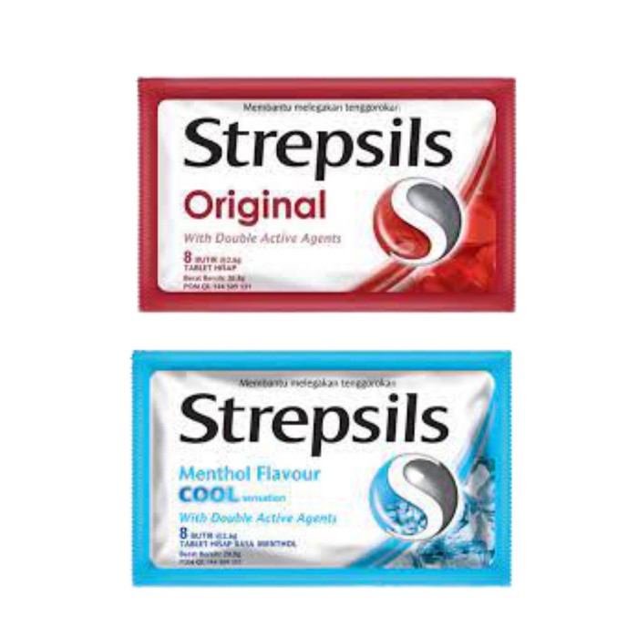 

Strepsils original dan menthol flavour cool isi 8 butir