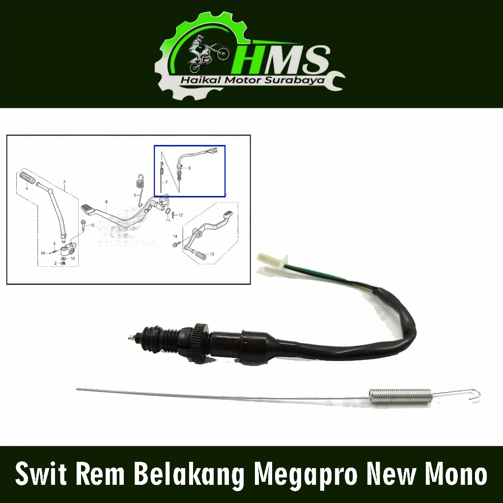 Swit Rem Belakang Megapro New Mono - Switch Suit Suwit Rim Brake Break Kaki Bawah Lampu Stop Bagian