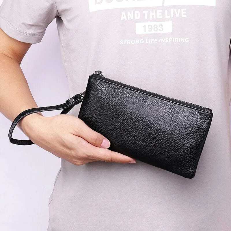 Pennay Clucth Bag - Tas Tangan Kulit WANITA PRIA DarkBrown V7750 - Tas Tangan Tas Slempang Kulit