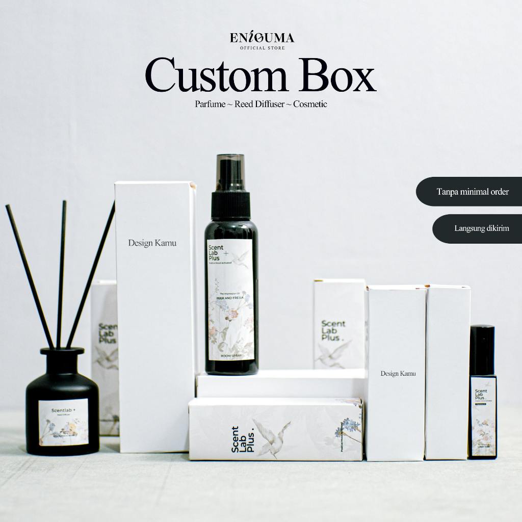 Custom Box Parfume Reed diffuser cosmetic / Custom Packaging Scent / Dus Parfum Custom Tanpa Minimal Order / Dus Box Reed Diffuser / Box 10ml 30ml 50ml 100ml