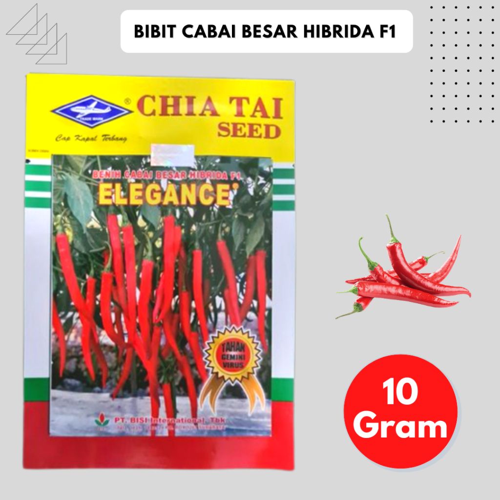 Bibit Cabe Merah Besar - Cabe Elegance F1 Cabe Hibrida Kemasan 10gr Original Pabrik Cap Bisi - Benih