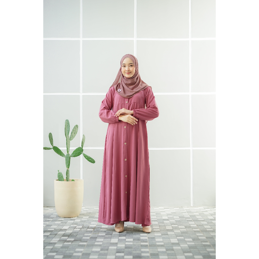 Elhurriyah Gamis Dewasa ZAINA Dress Polos Seragam Pengajian Pernikahan Pondok