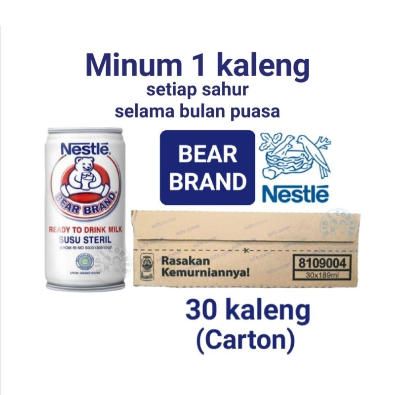 

Bear brand 189ml × 30kaleng (1tray) NESTLE beruang susu steril