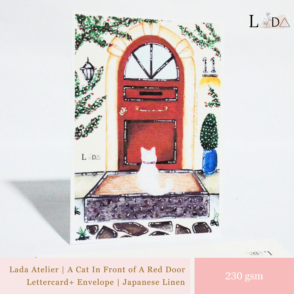 

LADA ATELIER | A Cat In Front of A Red Door | Japanese Linen 230 gsm