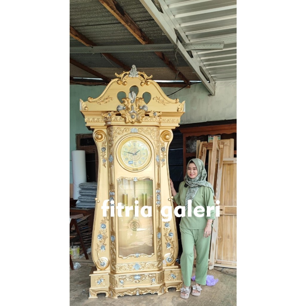 Jam hias masjid ukiran biola jumbo Mebel Jepara