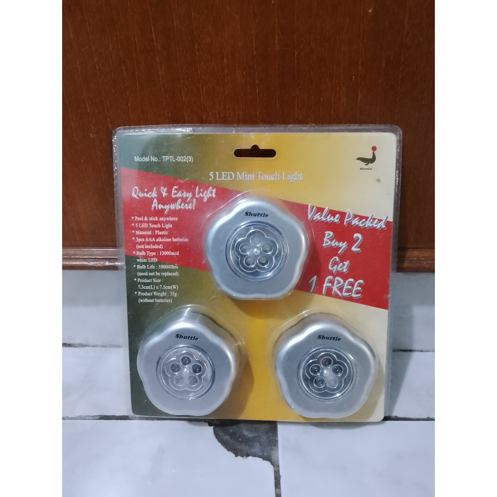 Shuttle LED Mini Touch Lampu tempel baterai portable