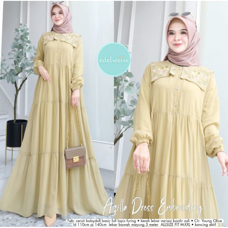 aqilla dress ceruti bordir