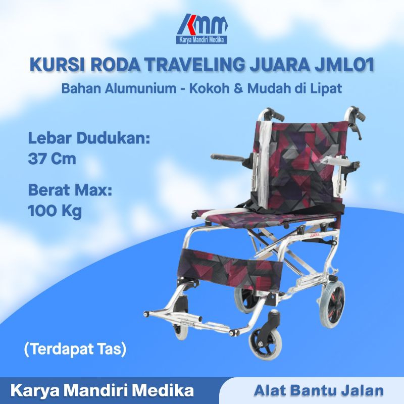 Kursi Roda JML 01 Traveling Aluminium ( Juara ) Kokoh Dan Bisa Dilipat