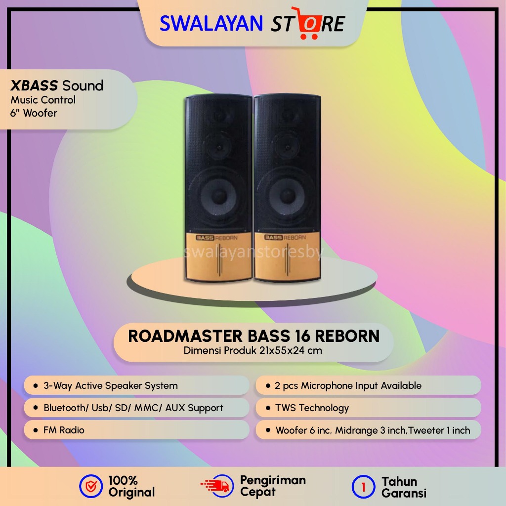 SPEAKER AKTIF ROADMASTER BLUETOOTH BASS 16 REBORN KARAOKE