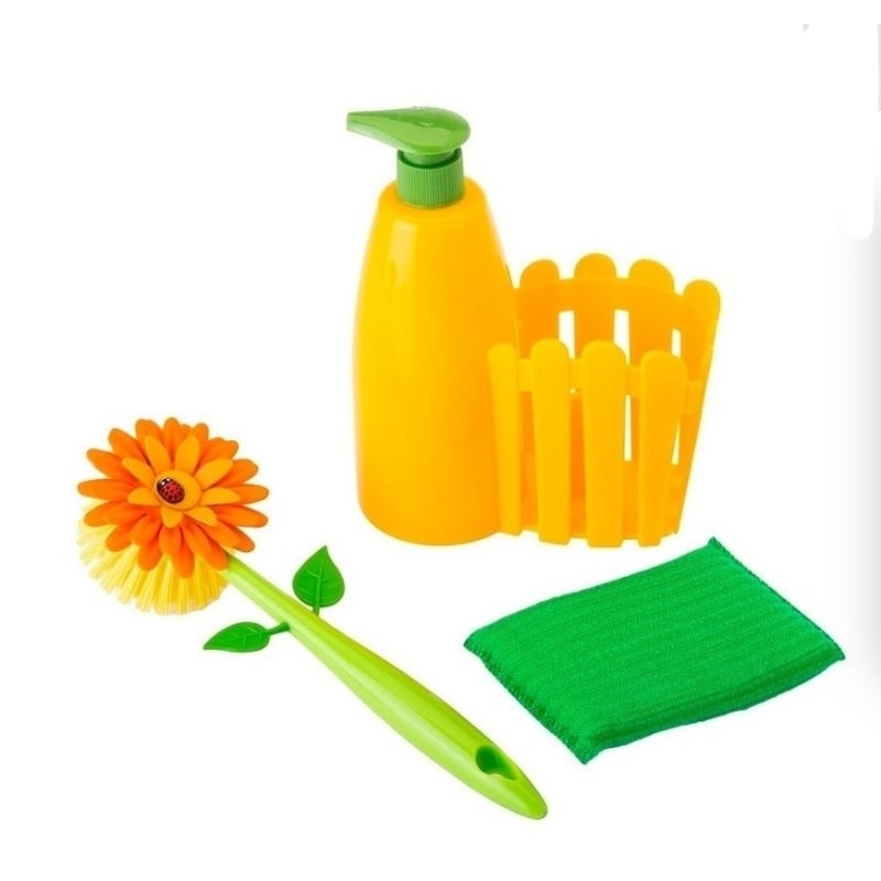 Australia Brand Vigar Flower Power 3pc Sink Caddy Set + Dispenser Sikat Cuci Piring Alat Dapur Tempa
