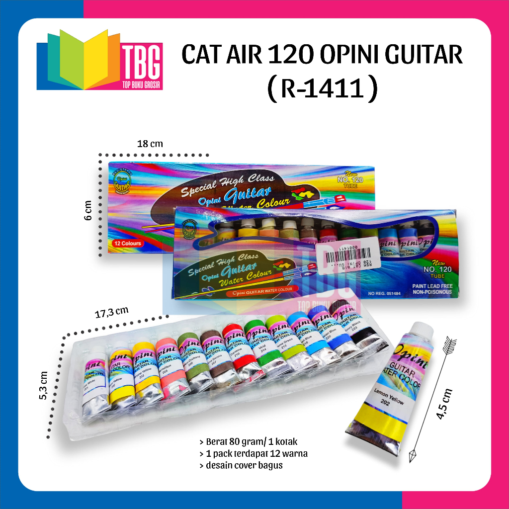 

1 SET CAT AIR 120 GUITAR WATERCOLOR CAT LUKIS / CAT AIR TUBE / ALAT LUKIS