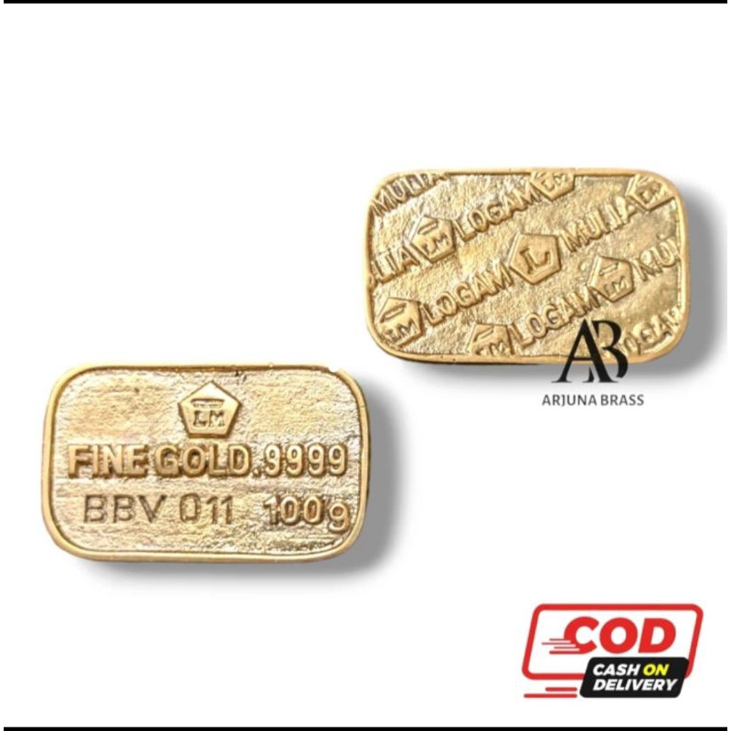 Miniatur Emas Batangan Kuningan 999.9 Logam Mulia 100 gram