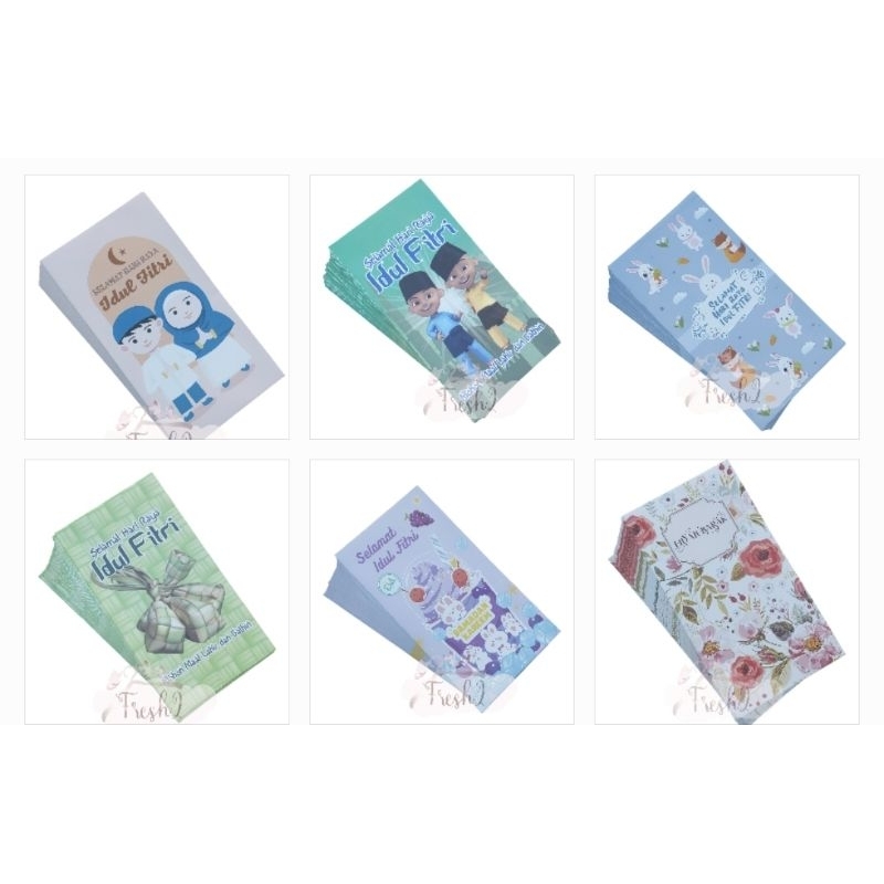 

50 pcs angpao lebaran panjang kemasan mika / amplop lebaran