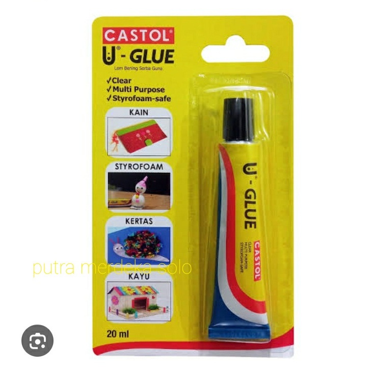 

Lem Castol U-Glue Tube 20 ML Untuk Kain Kayu Styrofoam Kertas / Lem Bening Serbaguna Castol U-Glue