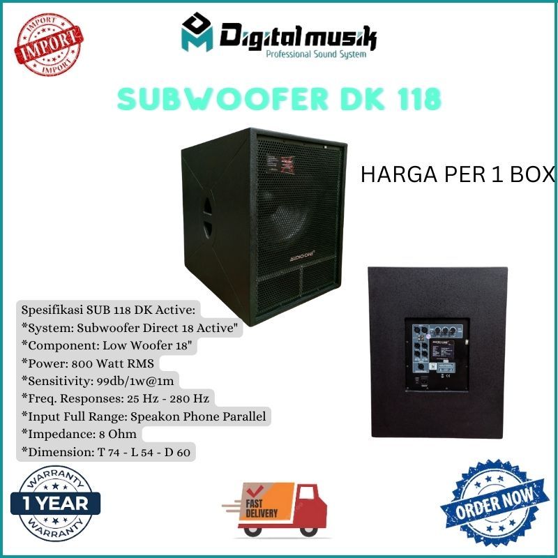 Subwoofer Aktif Pasif 18 inch Audio One DK-118 - Subwoofer 18 Inch - Subwoofer Audio  One - Digital Musik
