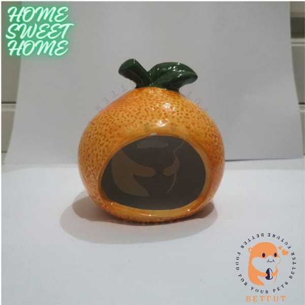 Rumah keramik hamster motif jeruk / hideout keramik hamster / rumah keramik Orange hamster
