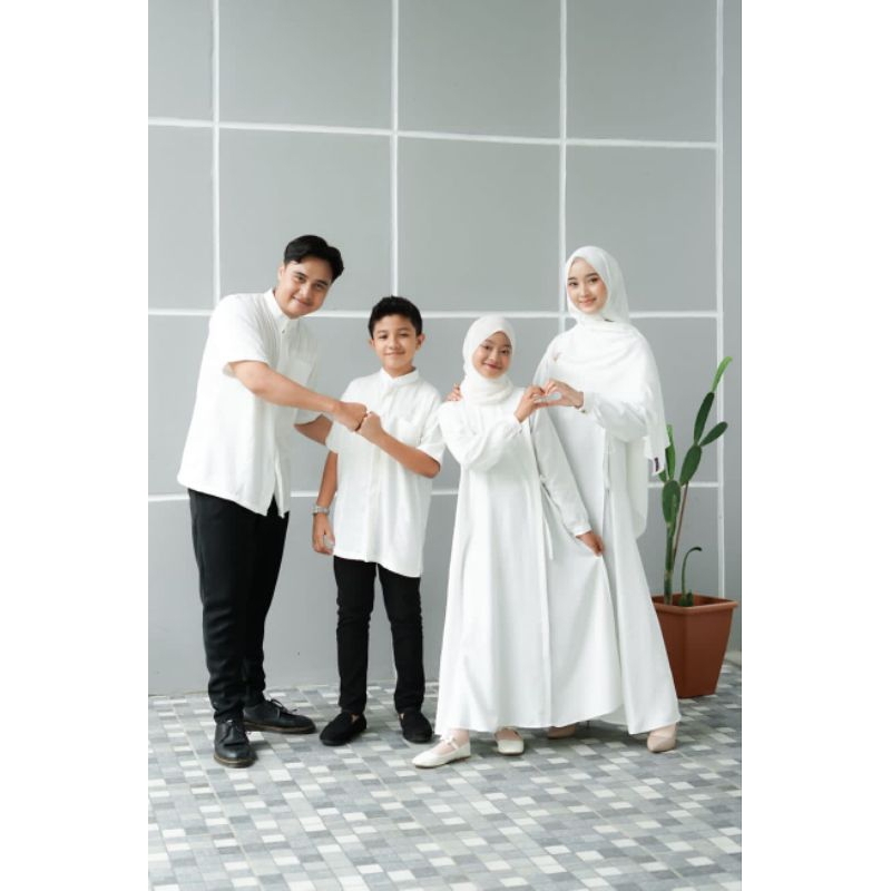 Sarimbit Hanif Hanifah Putih Series seragam keluarga idul Fitri