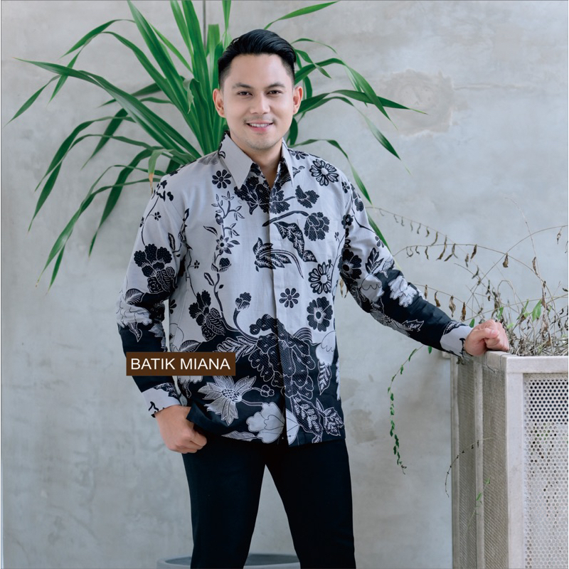 Baju Batik Pria Katun Halus Lengan Panjang Kemeja Formal Cowok Keren Reguler Fit Outfit Kantoran BUN