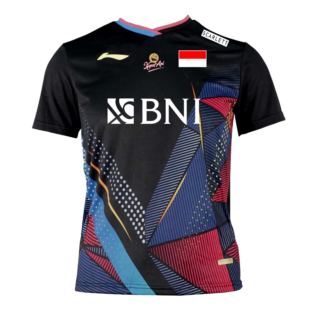 Lining Jersey Badminton L6575 Hitam All England 2024 Full Sponsor