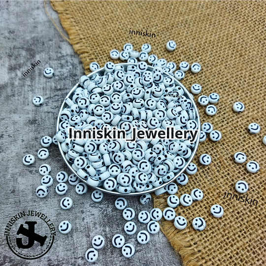 (100 PCS) Manik Bentuk Bulat Senyum / Manik Gelang / Manik Set / Manik Meronce / Manik Smile