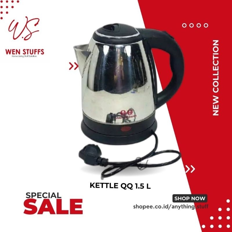 QQ electric kettle QK 158 teko ceret listrik 1,5L stainless