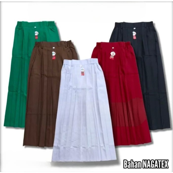 Rok Rempel Panjang Sekolah SD Rok Panjang Anak Perempuan Sekolah SD Merah Putih Coklat Hitam Hijau